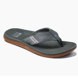Reef Santa Ana CI4652 Sandals Men's Sz 12 Gray Leather Cushion Flip Flop